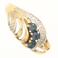 Ring, diamanter 0,02ct, enligt gravyr, , blå stenar, stl 16½, bredd 1,7-8,4mm, 18K  Vikt: 1,9 g