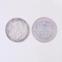 2 Mynt, 5 kronor, Ø 36mm, Sveriges Riksdag 1435 - 1935, silver 900/1000 Vikt: 50,1 g
