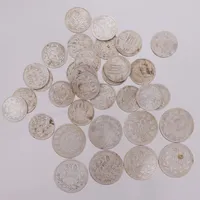 8st 50-öringar, 1878-1927, 25st 25-öringar, 600/1000 silver Vikt: 95,8 g
