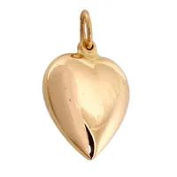 Hänge Hjärta, 18K guld, slät modell, Ceson Guldvaru Ab (K&EC), svensk kontrollstämpel, längd inkl. ögla 20 mm, bredd 12 mm, tjocklek 4,3 mm, fint skick Vikt: 2,3 g