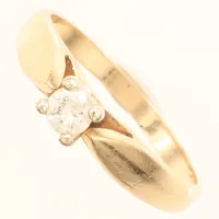 Ring diamant 0,16ct, stl 16¾, bredd 2-4mm, repig, 14K Vikt: 2,7 g