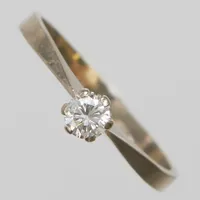 Ring med briljantslipad diamant 1 x c.a 0,30ct, Ø19¼, bredd: 2mm, vitguld, 18K Vikt: 2,5 g