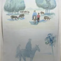 Tavla, Gösta Werner, "Pampas", akvarell, 42x29cm,  Vikt: 0 g Skickas med postpaket.