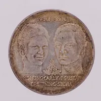 Minnesmynt, Ø36mm, 50kr, Konung Carl XVI Gustav och Drottning Silvia, 1976, 925/1000 silver Vikt: 27 g