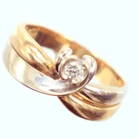 Ring , 2-färgad, diamant 1x0,12ct, Ø18¼, 18k Vikt: 5,6 g