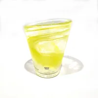 Glas, Mine, höjd 10-11cm, Ulrika Hydman-Vallien för Kosta Boda, gul, etikett.  Vikt: 0 g