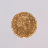Guldmynt 10 Kronor, Christian IX Konge af Danmark, 1890, Ø18mm, smärre slitage, 21,6K Vikt: 4,5 g