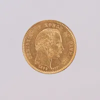 Guldmynt 10 Kronor, Christian IX Konge af Danmark, 1898, Ø18mm, smärre slitage, 21,6K Vikt: 4,5 g