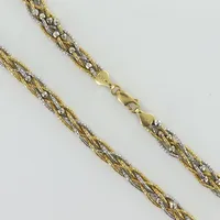 Halsband, tvåfärgat, med kulor, längd 46cm, bredd 6mm, 14K, 18,1g 