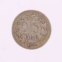 Mynt, Brödrafolkens val, 25 Öre, 1898, ca Ø17mm. 600/1000 silver  Vikt: 2,2 g