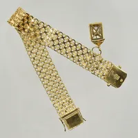 Armband X-länk med berlock lykta med pärla, längd 19 cm, bredd 15 mm, 18K. Vikt: 29,5 g