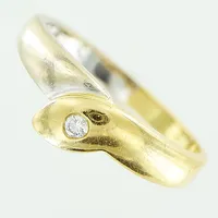 Ring, diamant ca 0,03ct, stl 17, bredd 2-5,5mm, vit/gulguld, 18K.  Vikt: 3 g
