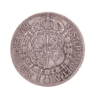 Mynt, 1 Krona, Gustaf V, 1933, Ø25mm, bruksslitage, 800/1000 silver.  Vikt: 7,4 g