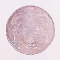 Jubileumsmynt nominellt värde 50sek, 19 Juni 1976, KOnung Carl Gustaf Drottning Silvia, silver Vikt: 26,8 g