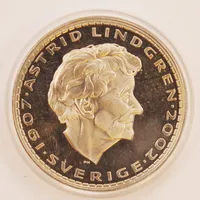 Mynt Astrid Lindgren, Pippi Långstrump, 40mm, 1945-2015, 2002, nickelpläterad koppar. Vikt: 0 g