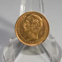 Guldmynt 10kr Frederik VIII, Danmark,1909, Ø 18mm, 21,6K Vikt: 4,5 g