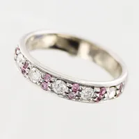 Ring, 5st diamanter 0,50ctv enligt gravyr, rosa stenar, stl, 20¾, bredd 5mm, vitguld, Schalins, 18K.  Vikt: 9,2 g