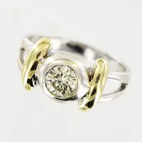 Ring, diamant ca 0,50ct, Ca (M-N) / VS, stl 17, bredd 2,5-9,5mm, vit/gulguld, 14K  Vikt: 4,2 g