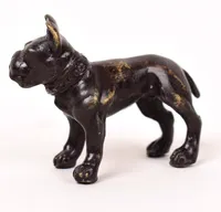 Figurin, Wienerbronsliknande, Bulldog, höjd 5 cm, längd 7cm, tidigt 1900-tal.  Vikt: 0 g