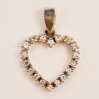 Hänge "hjärta", 8-kantslipade diamanter 18x ca 0,02ct, 19mm, 18K 3,0g.