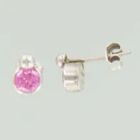 Ett par örhängen med rosa sten, bredd 6,6 mm, 925/1000 Vikt: 2,6 g