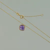 Halskedja med lila sten, justerbar längd 42/45 cm, bredd 0,8 cm, 18K Vikt: 1,8 g