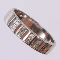 Ring med diamanter 10xca 0,01ct, vitguld, 17½, bredd 5mm, Bims Guldsmide, Göteborg, verksam 1960-1983, repig, 18K Vikt: 4,9 g
