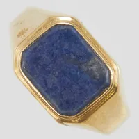 Ring med blå sten/ Lapis Lazuli,  Ø19½, 14K Vikt: 4,1 g