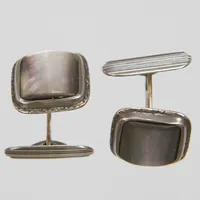 Manschettknappar med pärlemor, 16x16mm, silver 835/1000 Vikt: 10,8 g