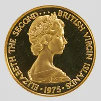 Mynt, British Virgin Islands 1976, nominellt värde 100 dollar, 21,6K, etui Vikt: 7,1 g