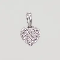 Hänge hjärta, 8/8slipade diamanter ca 35x ca 0,005ct, ca 7 - 12mm, vitguld, GHA 18K Vikt: 0,7 g