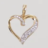 Hänge hjärta, 8/8slipade diamanter 10x ca 0,005ct, ca 13 x 18mm, gulguld, GHA 18K Vikt: 1,4 g
