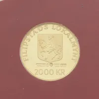 Samlarmynt 2000 kronor, Filipstads Lokalmynt, Sporrong 1984, 18 k. Vikt: 10,1 g