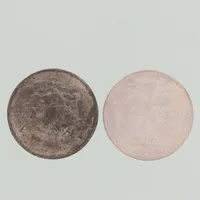 Mynt 2 st 50 kronor, silver 925/1000 Vikt: 54 g