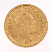 Myntföremål, 5kronor Ø16mm, 1899, Oscar den II, 21K Vikt: 2,2 g
