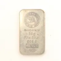 Silvertacka, Argor S.A Precious Metals, Switzerland, Essayeur Fondeur, fine silver 999/1000 silver Vikt: 50 g