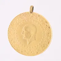 Hänge/Mynt, Ataturk, Ø30mm, år 2015, ögla ej guld, 21,6K Vikt: 7,2 g