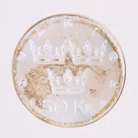 Mynt Sverige 50Kr, 1975, silver 925/1000.  Vikt: 26,8 g