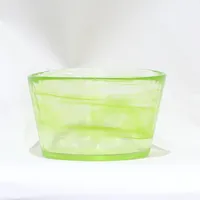 Skål, modell Mine, ljusgrön spräcklig glasmassa, Ulrika Hydman-Vallien, Kosta Boda, höjd 10,5cm, Ø17,5cm, smärre slitage och märken, etikettmärkt