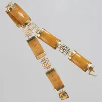 Armband, 19cm, bredd: 9,5mm, möjligen kalcit, kinesiska tecken, 14K Vikt: 12,1 g
