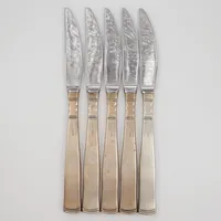 5 Knivar, 199mm, modell Rosenholm, blad i rostfritt stål, GAB år 1999, Silver 830/1000 bruttovikt 327,2g Vikt: 327,2 g
