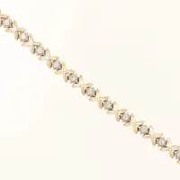 Armband, diamanter 19x ca0,03ct, längd 17,5cm, bredd 6,5mm, tvåfärgat, 14K  Vikt: 19 g