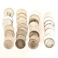 31 mynt, 2kr år 1942-1968, 400/1000 silver  Vikt: 434,8 g