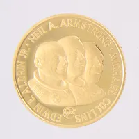 Medalj, Apollo 11, 16-24 july 1969, International association of man-in-space, fodral, certifikat, 21,6K Vikt: 10,5 g