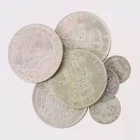 Diverse mynt, olika år och valörer silver, Sverige, silver 400/1000 Vikt: 62,1 g