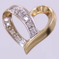 Hänge hjärta vitguld/gult guld med diamanter ca 8x0,01ct, längd: ca 1,5cm, bredd: ca 16mm, GHA, 18K  Vikt: 2 g