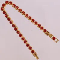 Armband med orange stenar, Swarovski, längd 18-20cm, gulmetall