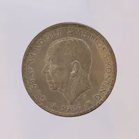 Minnesmynt Gustav VI Adolf, Till Minne av tvåkammarriksdagens tillkomst 1866, Ø33mm, slitage, silver 400/1000 Vikt: 18,1 g