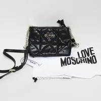 Handväska svart, Love Moschino, 13 x 18 x 6cm, taggen kvar, i tygpåse