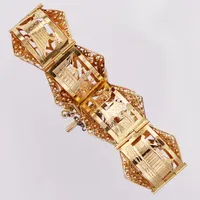 Armband, länkat, dekor, ca 18cm, bredd 24mm, säkerhetskedja ej i guld, 18K  Vikt: 27,1 g